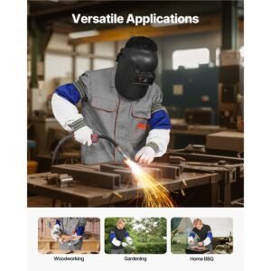flame resistant welding sleeves, heavy duty sheepskin & fr cotton arm protection sleeves for men women, heat resistant with elastic cuffs for welding, woodworking, blacksmithing