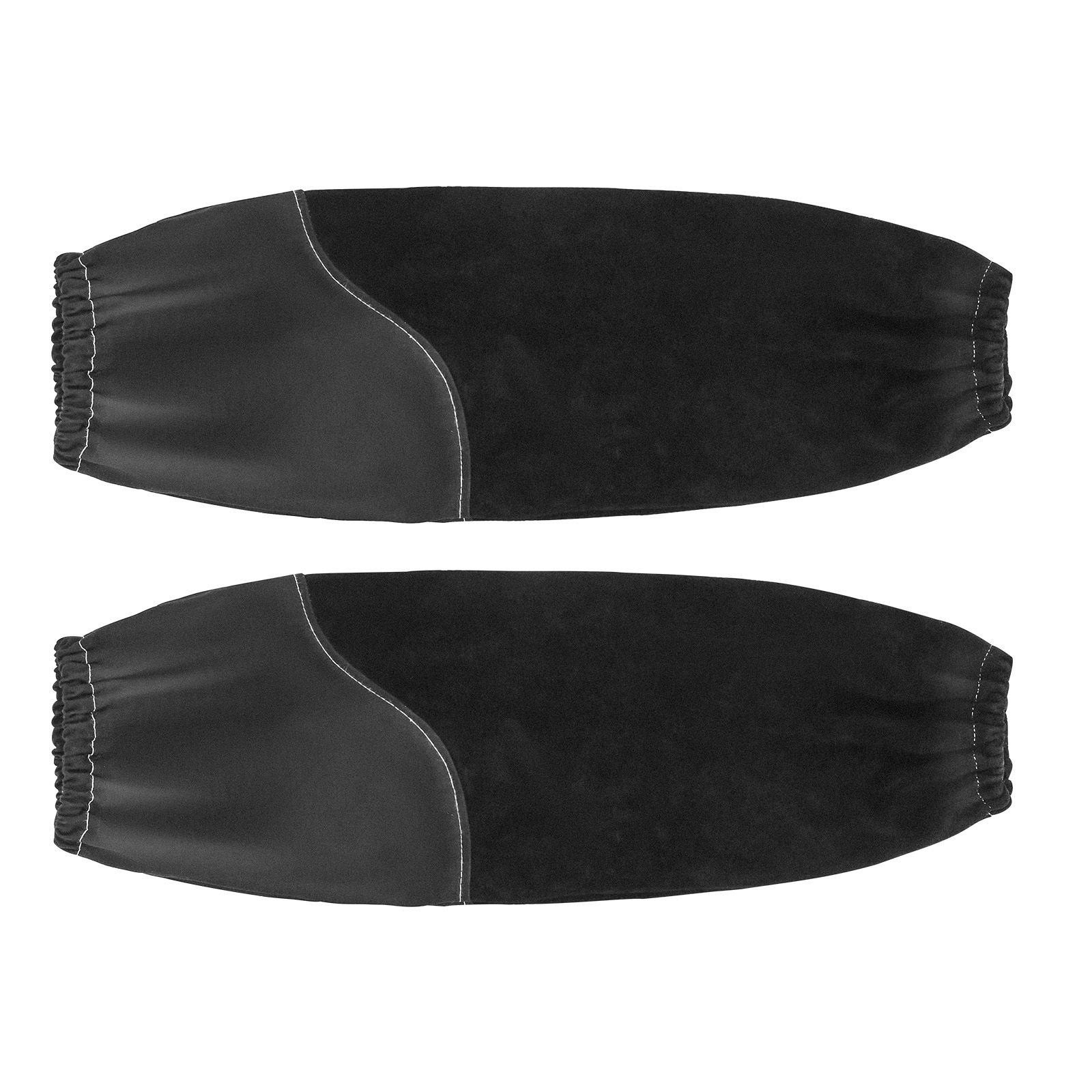 flame resistant welding work sleeves, heavy duty cowhide leather & fr cotton arm protection sleeves for men women with elastic cuffs for welding, blacksmithing, woodworking