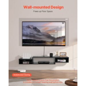floating tv stand 59 wall mount entertainment center with power outlet cable hole modern floating tv shelf with storage cabinet for dvd player cable box game console tv accessory black 1.jpg