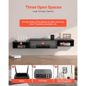 floating tv stand 59 wall mount entertainment center with power outlet cable hole modern floating tv shelf with storage cabinet for dvd player cable box game console tv accessory black 3.jpg