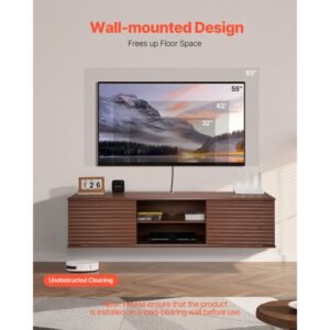 floating tv stand 60 wall mount entertainment center with adjustable shelf sliding doors 2 tiers floating tv shelf with storage cabinet for dvd player cable box game console walnut 1.jpg