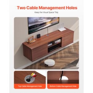 floating tv stand 60 wall mount entertainment center with adjustable shelf sliding doors 2 tiers floating tv shelf with storage cabinet for dvd player cable box game console walnut 2.jpg