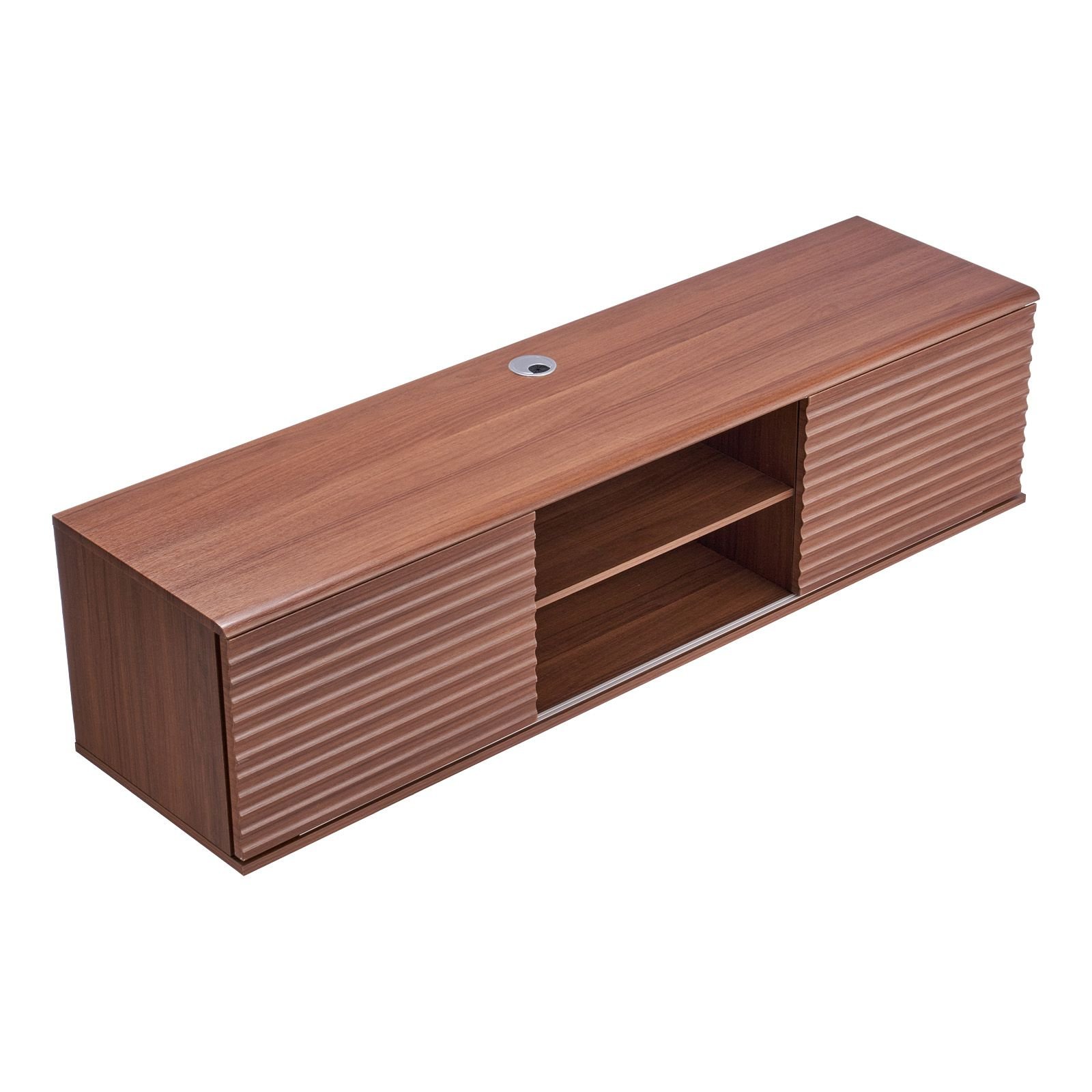 floating tv stand 60 wall mount entertainment center with adjustable shelf sliding doors 2 tiers floating tv shelf with storage cabinet for dvd player cable box game console walnut.jpg