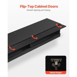 floating tv stand, 71 in wall mount entertainment center with power outlet & led lights, modern floating tv shelf with 2 drawers & storage cabinet for dvd player, cable box, game console, black