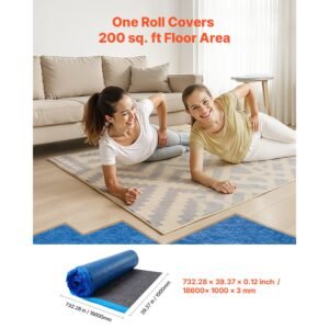floor underlayment 200 sq ftroll 3 mm thick laminate flooring padding with attached vapor barrier heavy duty fiber pe film soundproofing noise reduction ideal for vinyl wood 13.jpg