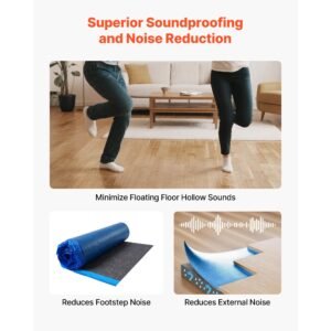 floor underlayment 200 sq ftroll 3 mm thick laminate flooring padding with attached vapor barrier heavy duty fiber pe film soundproofing noise reduction ideal for vinyl wood 15.jpg