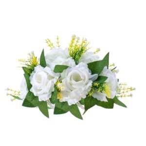 flower balls arrangement bouquet 10 pcs, 9.5 inch diameter artificial flower balls wedding rose centerpieces, faux flowers arrangements for wedding centerpiece home table decorations, white