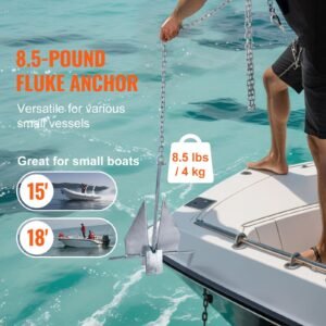 fluke style anchor kit 85 lbs hot dipped galvanized steel fluke anchor with 79 chain 75 rope and two 04 shackles marine boat anchor for small vessels under 18 seas rivers and shores 2.jpg