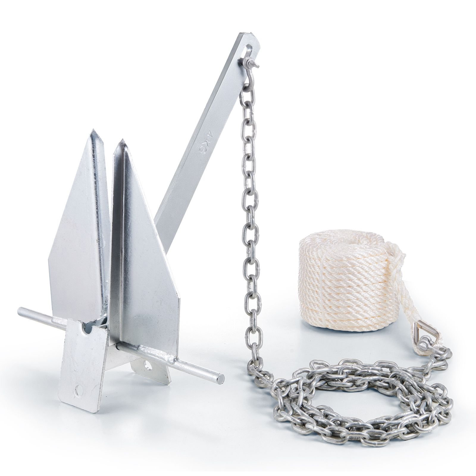 fluke style anchor kit 85 lbs hot dipped galvanized steel fluke anchor with 79 chain 75 rope and two 04 shackles marine boat anchor for small vessels under 18 seas rivers and shores.jpg