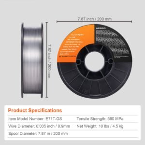 flux core welding wire e71t gs 0035 inch 10lbs gasless mild steel mig welding wire with low splatter for all position arc welding and outdoor use 3.jpg