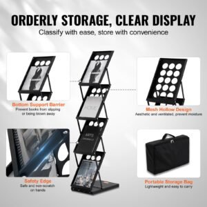 foldable magazine display rack 4 tier brochure literature display stand portable catalog brochure holder stand with carrying bag for office trade show exhibitions 4 pockets 3.jpg