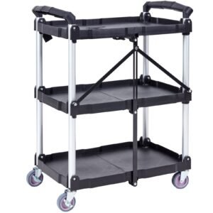 foldable utility service cart 3 shelf 165lbs heavy duty plastic rolling cart with lockable wheels ergonomic handle portable garage tool cart for warehouseofficehome2562x1543x3276.jpg