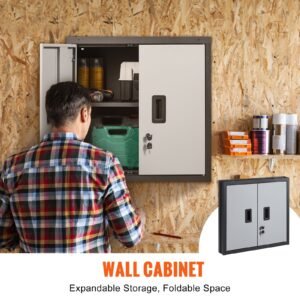 foldable wall cabinet metal garage locker mounted 26 small tool chest 240 lbs loading capacity adjustable shelf magnetic door file for warehouse office home black 1.jpg