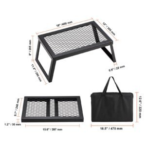 folding campfire grill heavy duty steel mesh grate 18 portable camping grates over fire pit camp fire cooking equipment with legs carrying bag grilling rack for outdoor open flame cooking 2.jpg