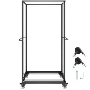 Folding Chair Rack, 500 LBS Capacity, Heavy-duty Chair Cart for 60 Chairs, Metal Chair Storage Dolly Chair Holder with Swivel Casters and Locking Wheels, for Party Event,Hotel,Matte Black