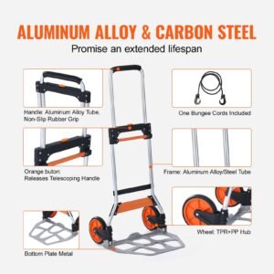 folding hand truck 275 lbs load capacity aluminum portable cart convertible hand truck and dolly with telescoping handle and pptpr wheels ultra lightweight super strong for moving warehouse 3.jpg