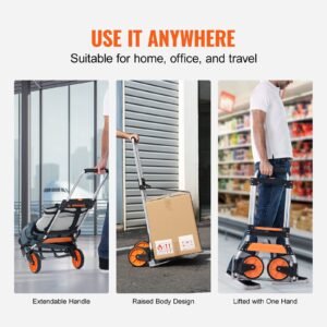 folding hand truck 275 lbs load capacity aluminum portable cart convertible hand truck and dolly with telescoping handle and pptpr wheels ultra lightweight super strong for moving warehouse 4.jpg