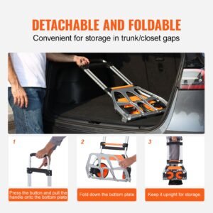 folding hand truck 275 lbs load capacity aluminum portable cart convertible hand truck and dolly with telescoping handle and pptpr wheels ultra lightweight super strong for moving warehouse 5.jpg