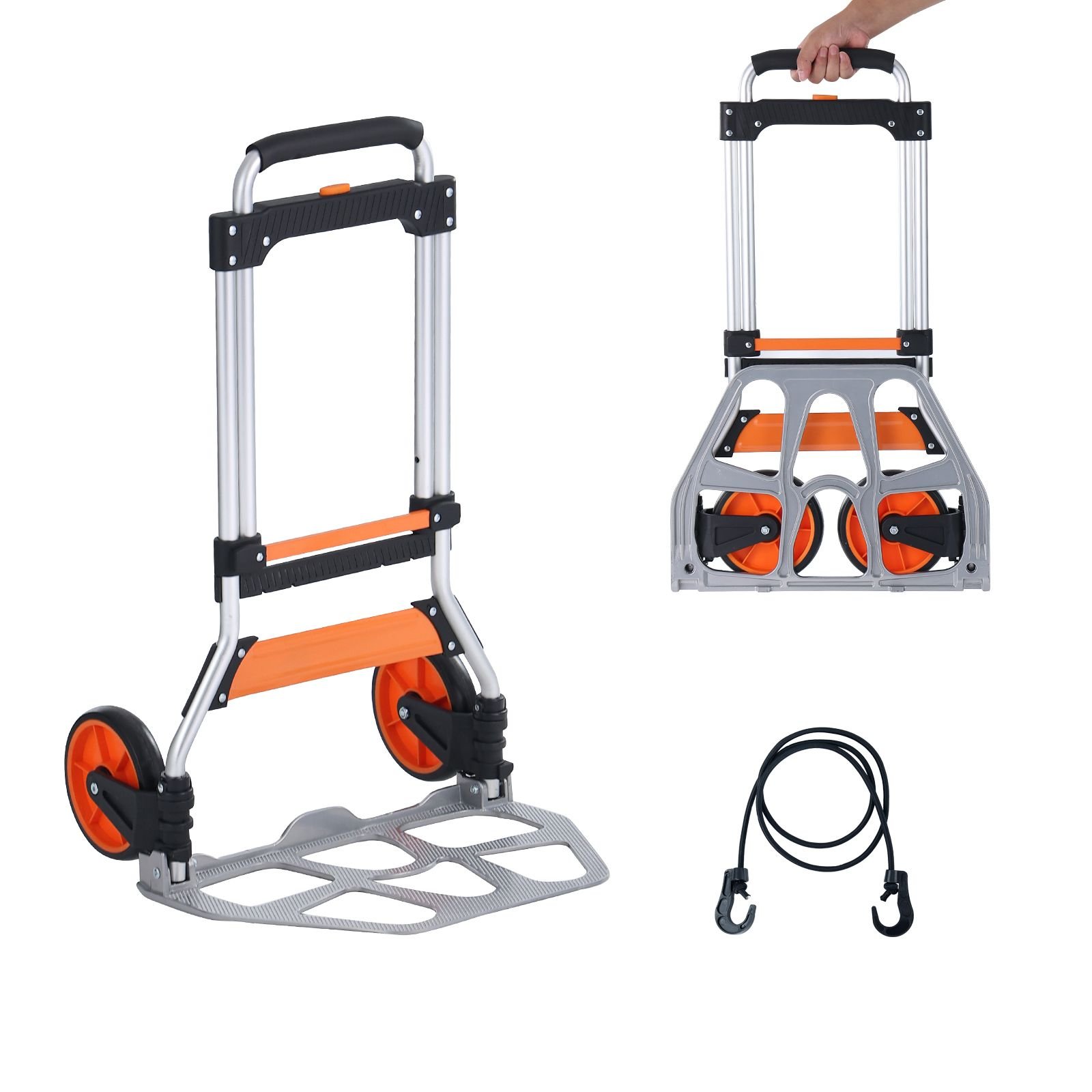 folding hand truck 275 lbs load capacity aluminum portable cart convertible hand truck and dolly with telescoping handle and pptpr wheels ultra lightweight super strong for moving warehouse.jpg