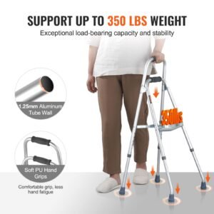 folding hemi walker one arm folding walker for seniors with 6 level adjustable height lightweight aluminum side one hand style mobility aid for elderly handicapped disabled up to 350lbs 3.jpg