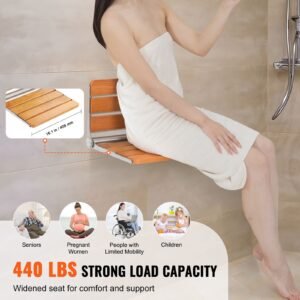 folding oak shower seat 161 x 134 unfolded wall mounted fold up shower bench with 440 lbs load capacity space saving home care fold down shower chair for seniors pregnant women children 2.jpg