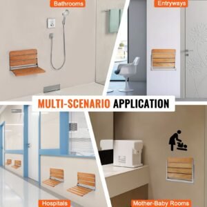 folding oak shower seat 161 x 134 unfolded wall mounted fold up shower bench with 440 lbs load capacity space saving home care fold down shower chair for seniors pregnant women children 5.jpg