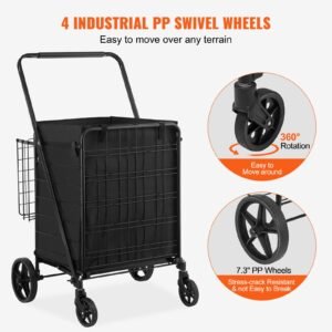 folding shopping cart with removable waterproof liner 210lbs large capacity jumbo grocery cart with dual basket 360 swivel wheels dense metal mesh base heavy duty utility cart for shopping 3.jpg