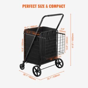 folding shopping cart with removable waterproof liner 210lbs large capacity jumbo grocery cart with dual basket 360 swivel wheels dense metal mesh base heavy duty utility cart for shopping 5.jpg