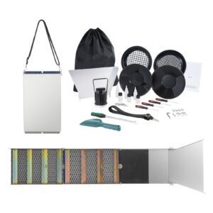 Folding Sluice Box Gold Panning Kit, 50 Inch 23pc Gold Prospecting Equipment Kit with Gold Pan, Classifier Screen, Separating Magnet, Backpack and More