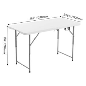 folding table 4 ft heavy duty portable fold in half utility table indoor outdoor plastic rectangle table with adjustable height and built in handle for party dining picnic camping white 4.jpg