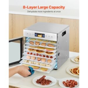 food dehydrator machine 8 stainless steel trays 400w electric food dryer with adjustable temperature 24 hour timer heated dryer for jerky meat fruit vegetables herbs dog treats 3.jpg