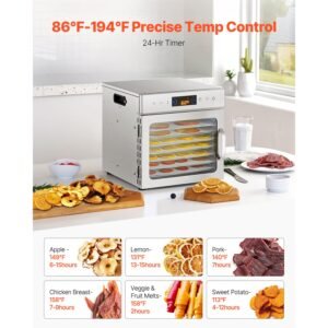 food dehydrator machine 8 stainless steel trays 400w electric food dryer with adjustable temperature 24 hour timer heated dryer for jerky meat fruit vegetables herbs dog treats 4.jpg