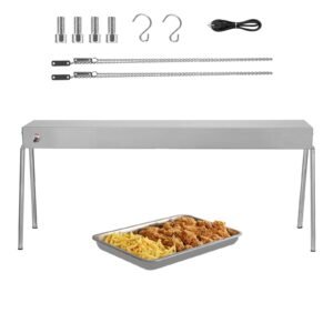 Food Heat Lamp, 750W Hanging Commercial Food Heating Warmer, Stainless Steel Electric Strip Heater Light with Cord, Heatlamp Warming Equipment for Food Restaurant, Buffet, and Catering Kitchen