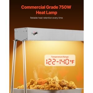 food heat lamp, 750w hanging commercial food heating warmer, stainless steel electric strip heater light with cord, heatlamp warming equipment for food restaurant, buffet, and catering kitchen