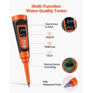 food ph meter 0 14 ph range ip68 waterproof probe pocket tester kit with automatic temperature compensation calibration powder packets easy to read for food fermentation dough meat 3.jpg