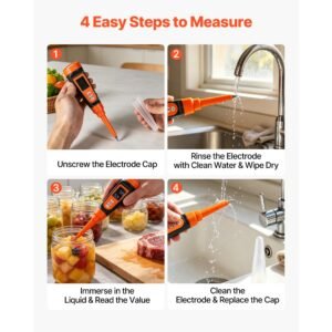 food ph meter 0 14 ph range ip68 waterproof probe pocket tester kit with automatic temperature compensation calibration powder packets easy to read for food fermentation dough meat 4.jpg