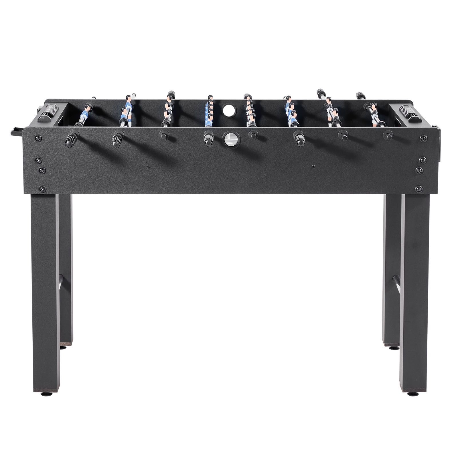 foosball table, 48 inch standard size table, indoor full size foosball tables for home, family, and game room, durable soccer set, includes 2 balls, score keeper, and 2 cup holders
