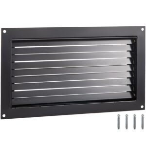Foundation Flood Vent, 8" Height x 16" Width Flood Vent, to Reduce Foundation Damage and Flood Risk, Black, Wall Mounted Flood Vent, for Garages & Full Height Enclosures