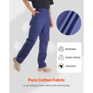 fr pants for men 9 oz 100 cotton flame resistant cargo pants with multi pockets and elastic waist reinforced tear proof stitching ideal for welding work and casual wear xl size dark blue 13.jpg