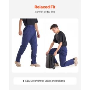 fr pants for men 9 oz 100 cotton flame resistant cargo pants with multi pockets and elastic waist reinforced tear proof stitching ideal for welding work and casual wear xl size dark blue 14.jpg