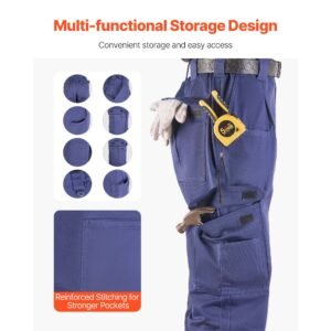 fr pants for men 9 oz 100 cotton flame resistant cargo pants with multi pockets and elastic waist reinforced tear proof stitching ideal for welding work and casual wear xl size dark blue 16.jpg