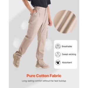 fr pants for men 9 oz 100 cotton flame resistant cargo pants with multi pockets and elastic waist reinforced tear proof stitching ideal for welding work and casual wear xl size khaki 1.jpg