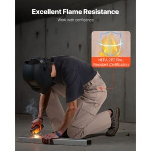fr pants for men 9 oz 100 cotton flame resistant cargo pants with multi pockets and elastic waist reinforced tear proof stitching ideal for welding work and casual wear xl size khaki 3.jpg