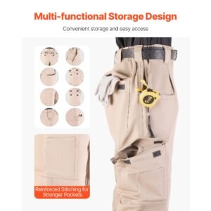 fr pants for men 9 oz 100 cotton flame resistant cargo pants with multi pockets and elastic waist reinforced tear proof stitching ideal for welding work and casual wear xl size khaki 4.jpg