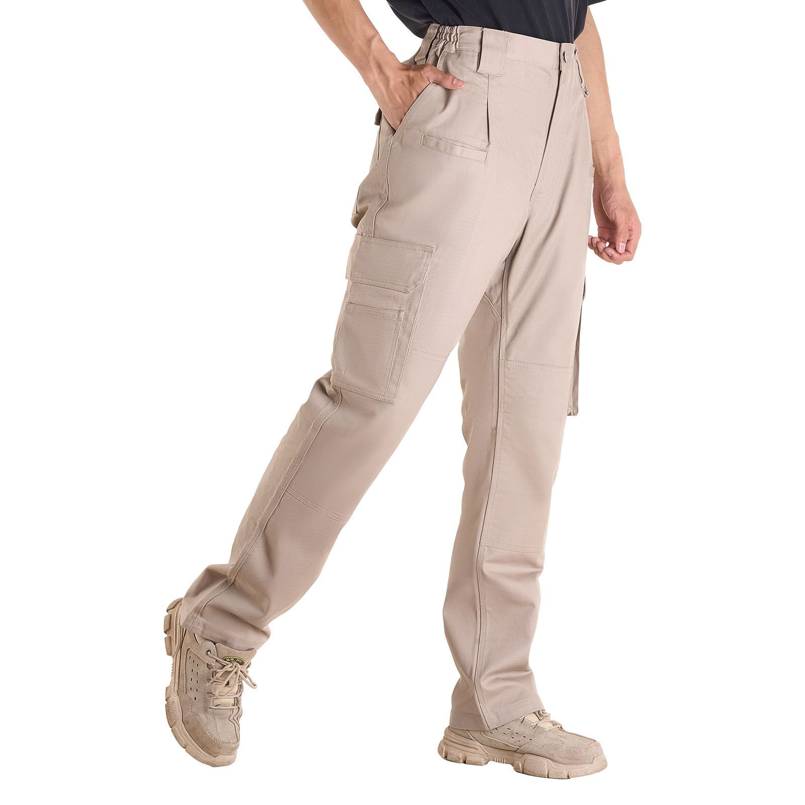 fr pants for men 9 oz 100 cotton flame resistant cargo pants with multi pockets and elastic waist reinforced tear proof stitching ideal for welding work and casual wear xl size khaki.jpg
