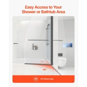 frameless bathtub shower door 34 in w x 55 in h half shower door for bathtub 180 rotatable tempered glass door half shower door with 14 in tempered glass bathroom shower screen black 24.jpg