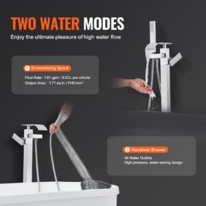 freestanding bathtub faucet floor mount freestanding tub filler shower mixer taps two water modes 360 swivel spout for bathing showering pet bathing cleaning drains toilet flushing 14.jpg