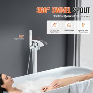freestanding bathtub faucet floor mount freestanding tub filler shower mixer taps two water modes 360 swivel spout for bathing showering pet bathing cleaning drains toilet flushing 15.jpg