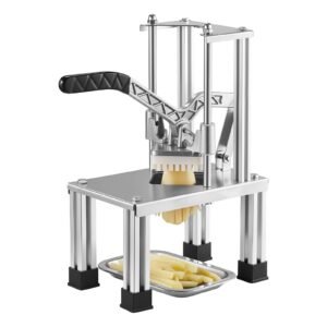 French Fry Cutter, Commercial Vegetable Chopper with 4 Blades (1/4", 3/8", 6-Wedge & Apple Corer), Stainless Steel Potato Slicer for Fries, Onion, Carrots, Lemon – Home & Restaurant Use
