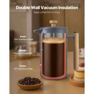 french press coffee maker 34 ounce 1 liter stainless steel coffee press tea maker with filter large double wall insulated french presses cold brew for camping travel home kitchen black 4.jpg